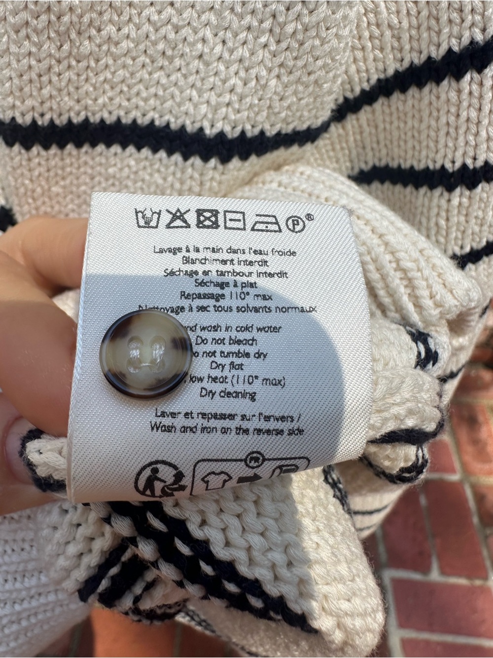 Sezane Léontine Cream Sweater with Navy Stripes - Picture 5 of 9